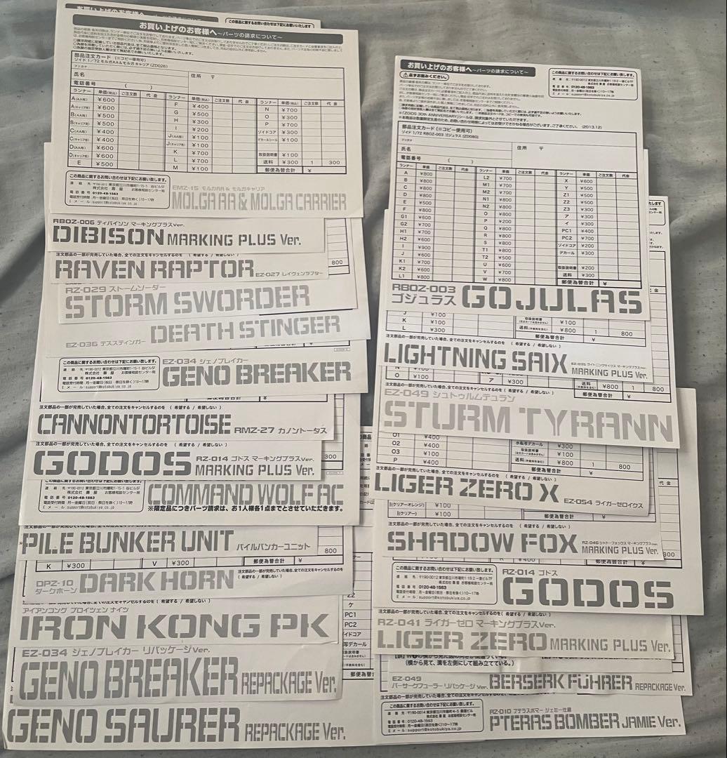 ZOIDS HMM 説明書　デカール