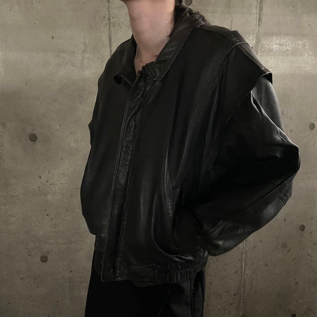 ギミック シープレザー ショート丈ブルゾン ジャケット Y2K アーカイブ 本革