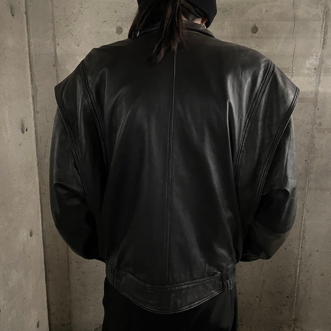ギミック シープレザー ショート丈ブルゾン ジャケット Y2K アーカイブ 本革