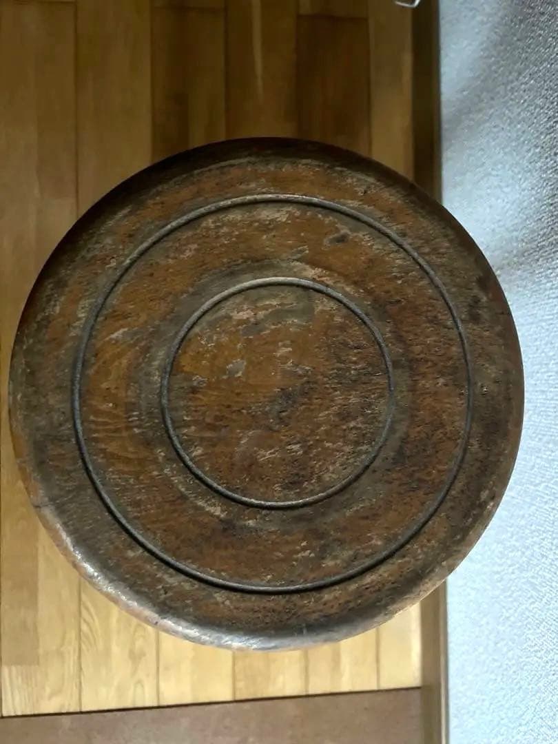 昭和レトロ 木製 スツール 丸椅子 古椅子　花台　アンティーク　古道具