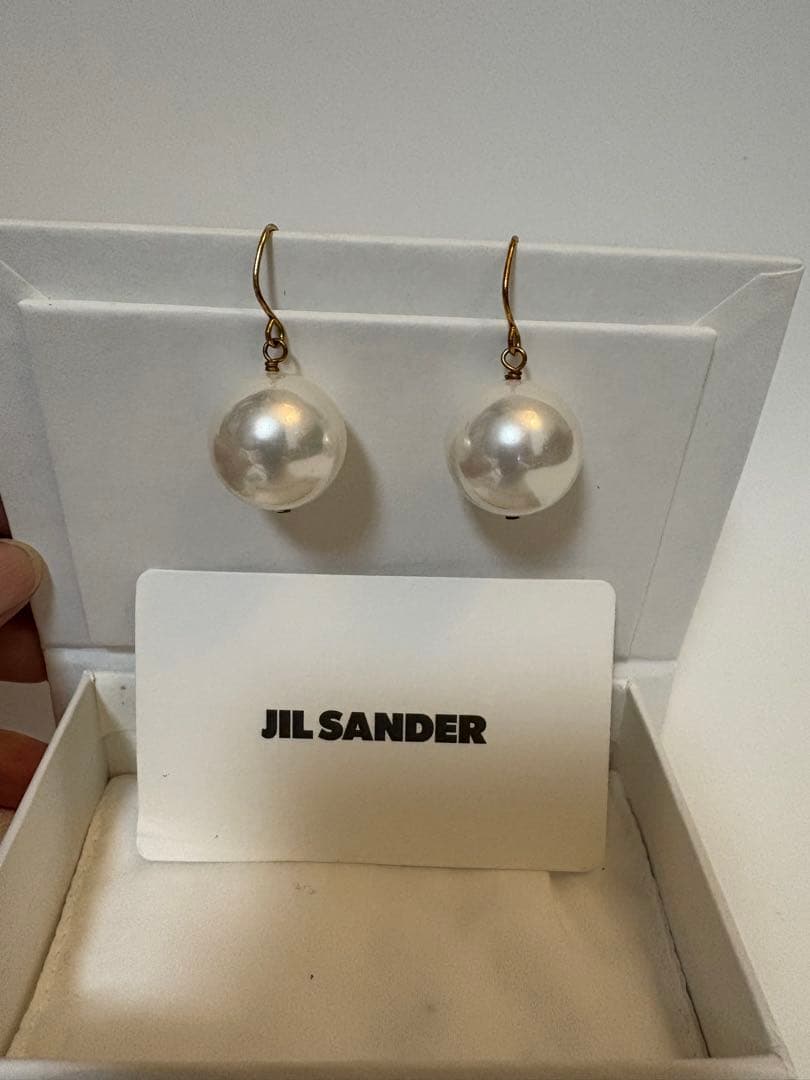 美品/JIL SANDER ホワイトパールピアス