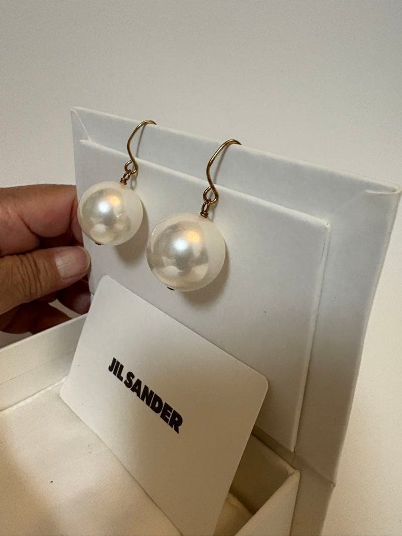 美品/JIL SANDER ホワイトパールピアス