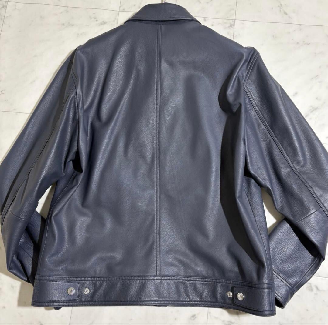 新品未使用タグ付き✨ HUGO BOSS レザージャケット 48 ネイビー L