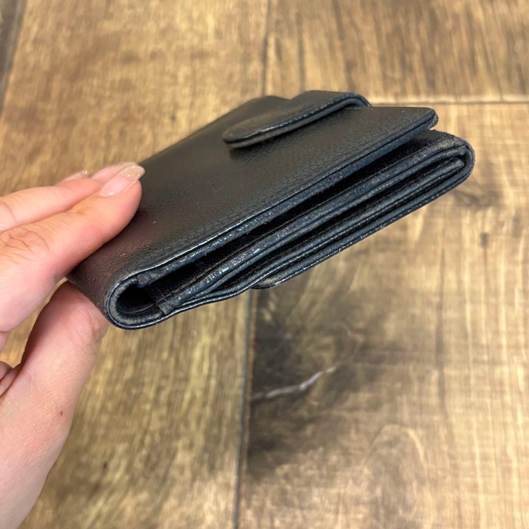 CHANEL シャネル 折りたたみ 財布 レザー キャビアスキン ヴィンテージ