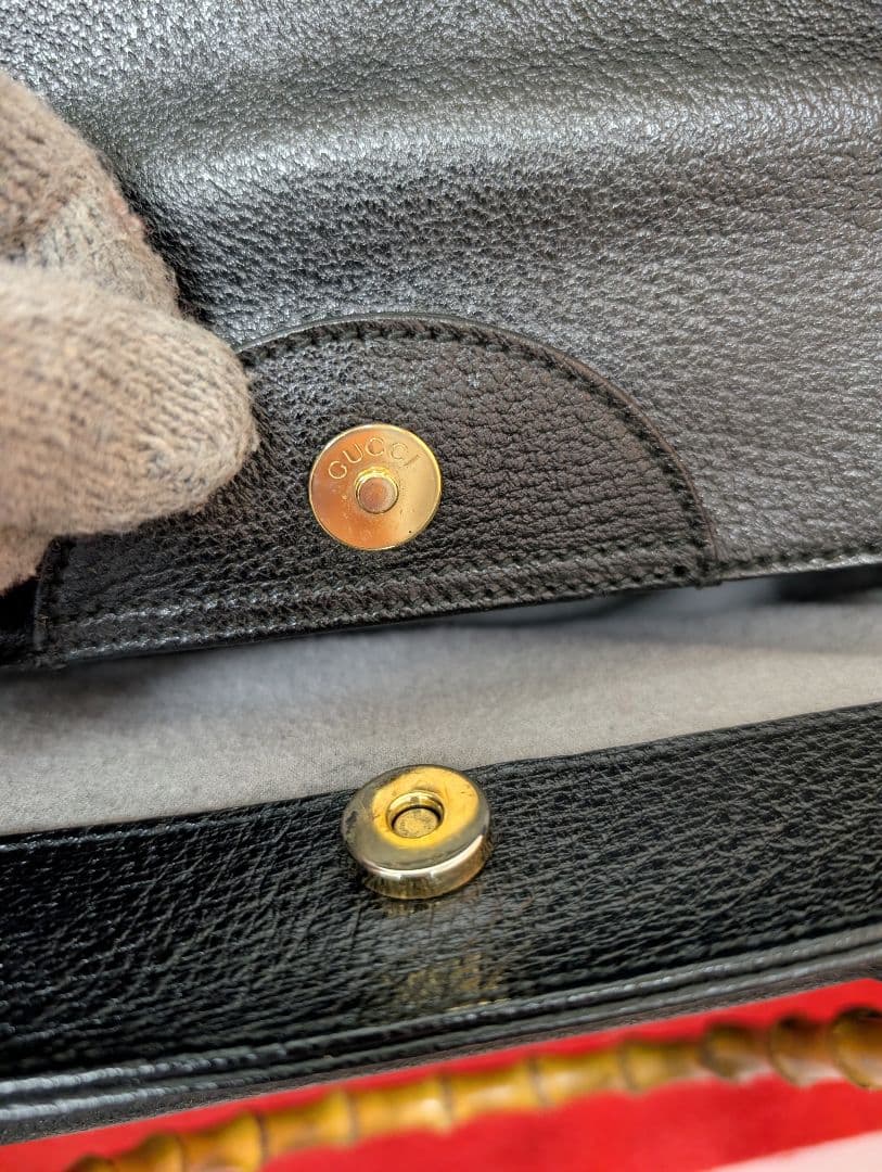 美品 極希少！Gucci バンブー 大型レザーハンドバッグ トートバッグブラック