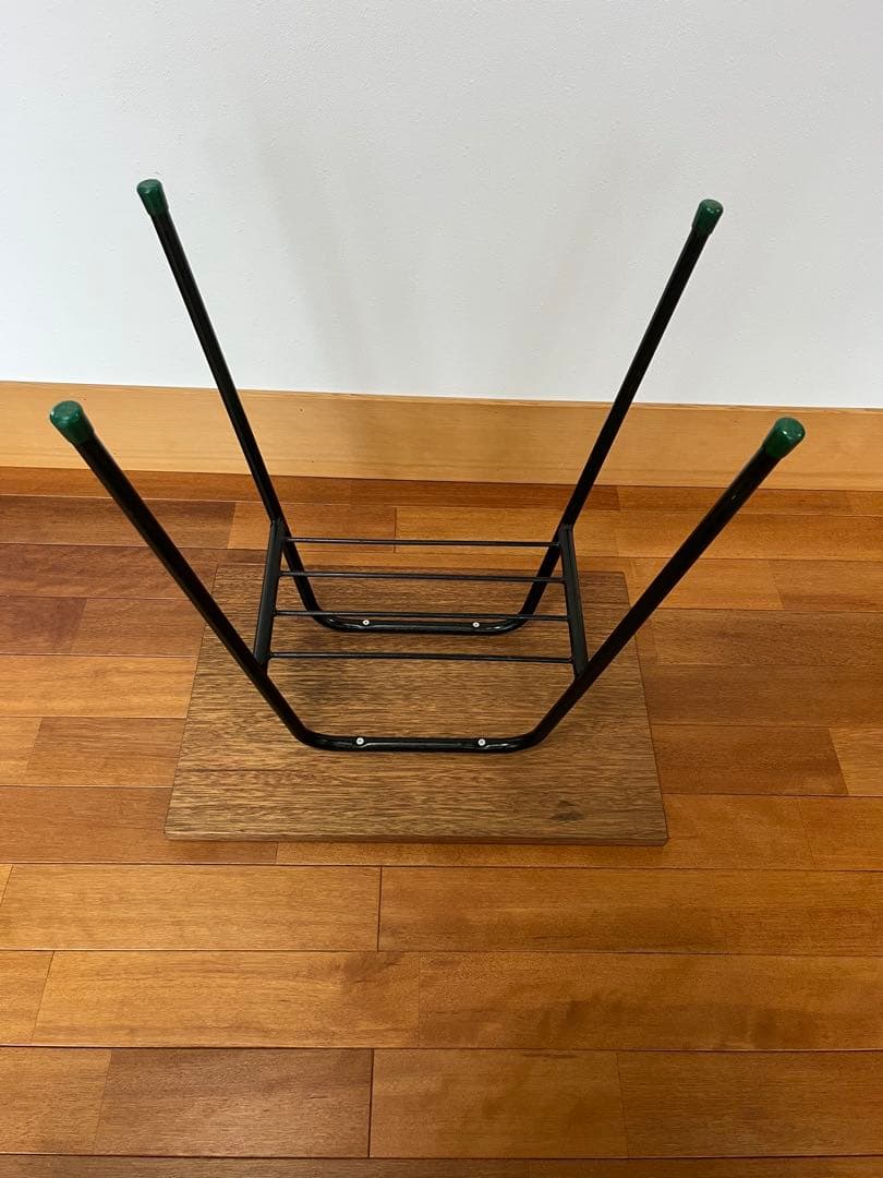 サイドテーブル　レトロ　鉄脚　無垢材