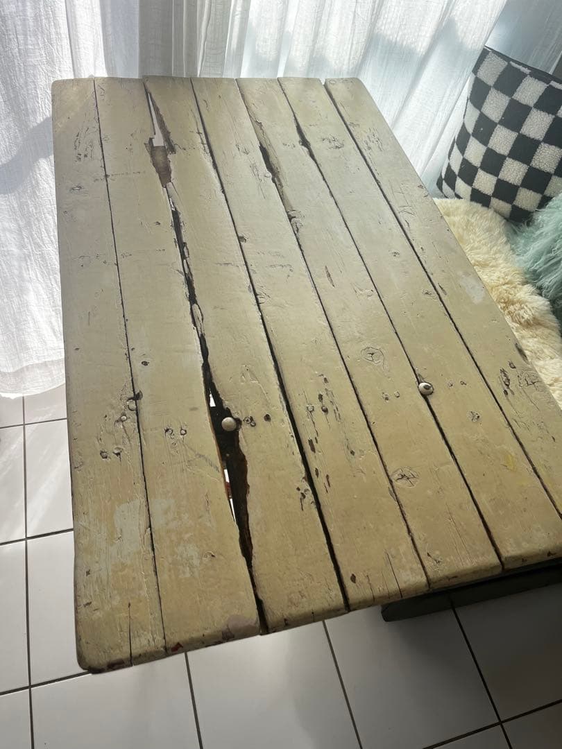 最終値下★赤い足のダイニングテーブル　アンティーク　デモデ 古家具シャビーシック