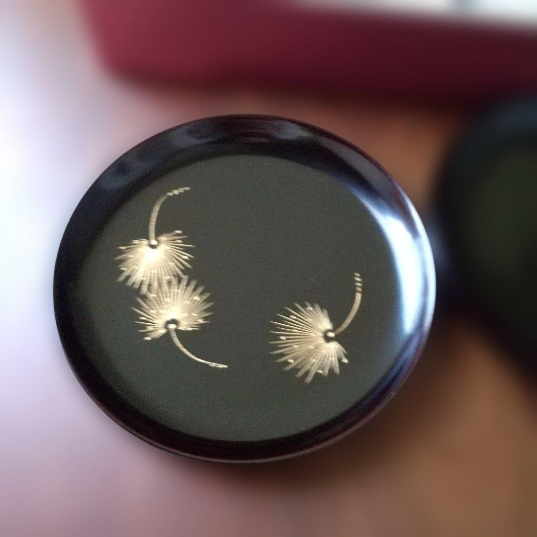 会津塗 銘々皿 沈金たんぽぽ