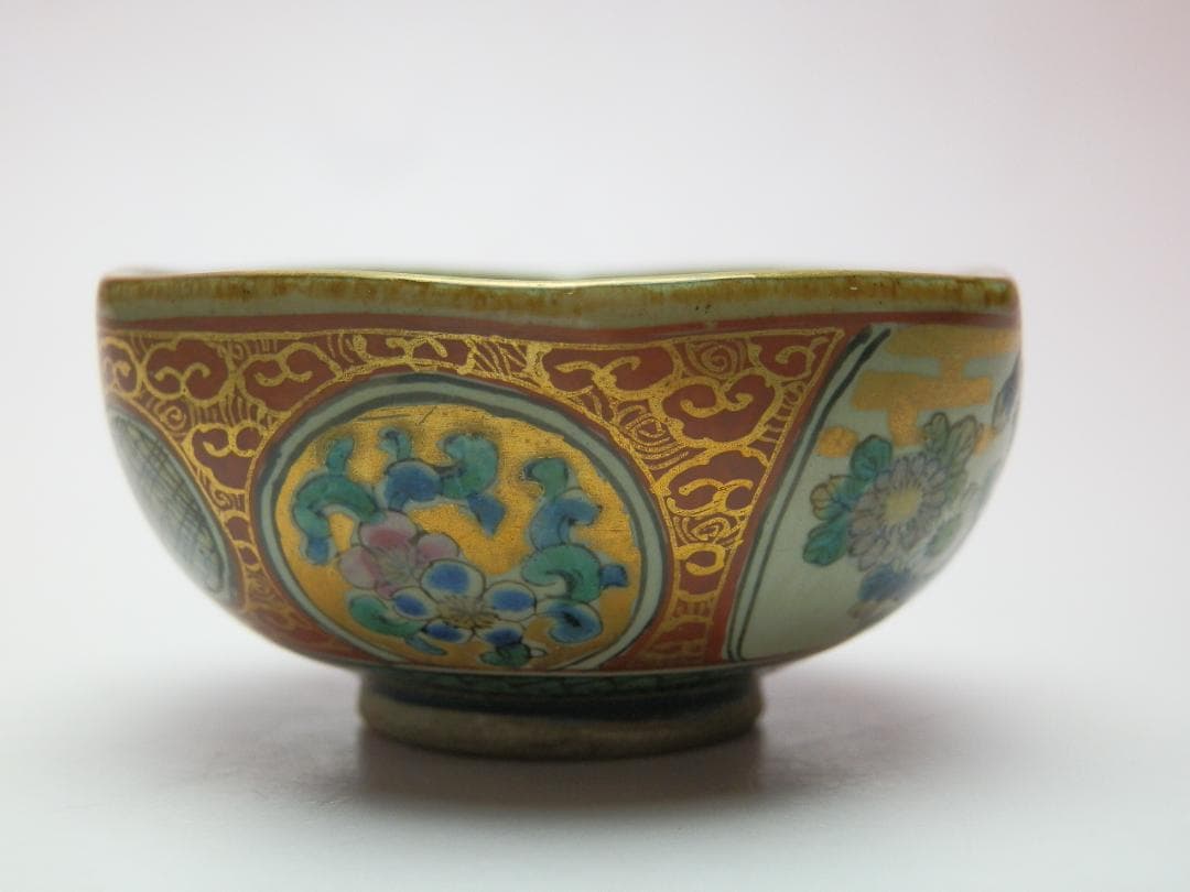 六角盃 九谷 庄三 青手 角福 2客セット E71224