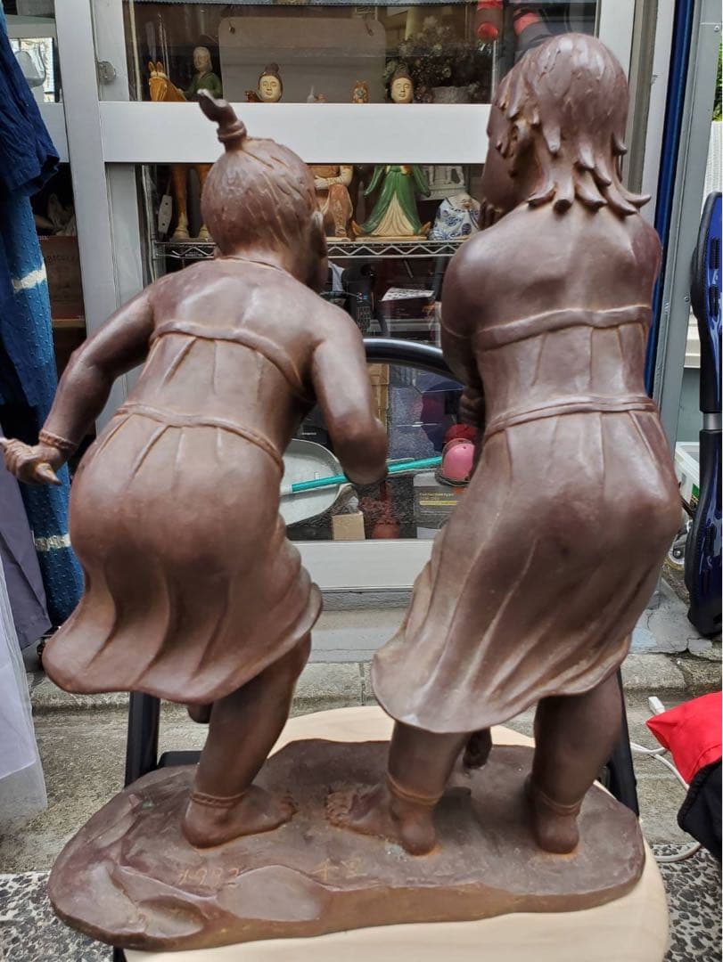 彫刻家 平野千里作 『　飛翔　』ブロンズ　検索西日暮里仏像　在銘,作家物,置物