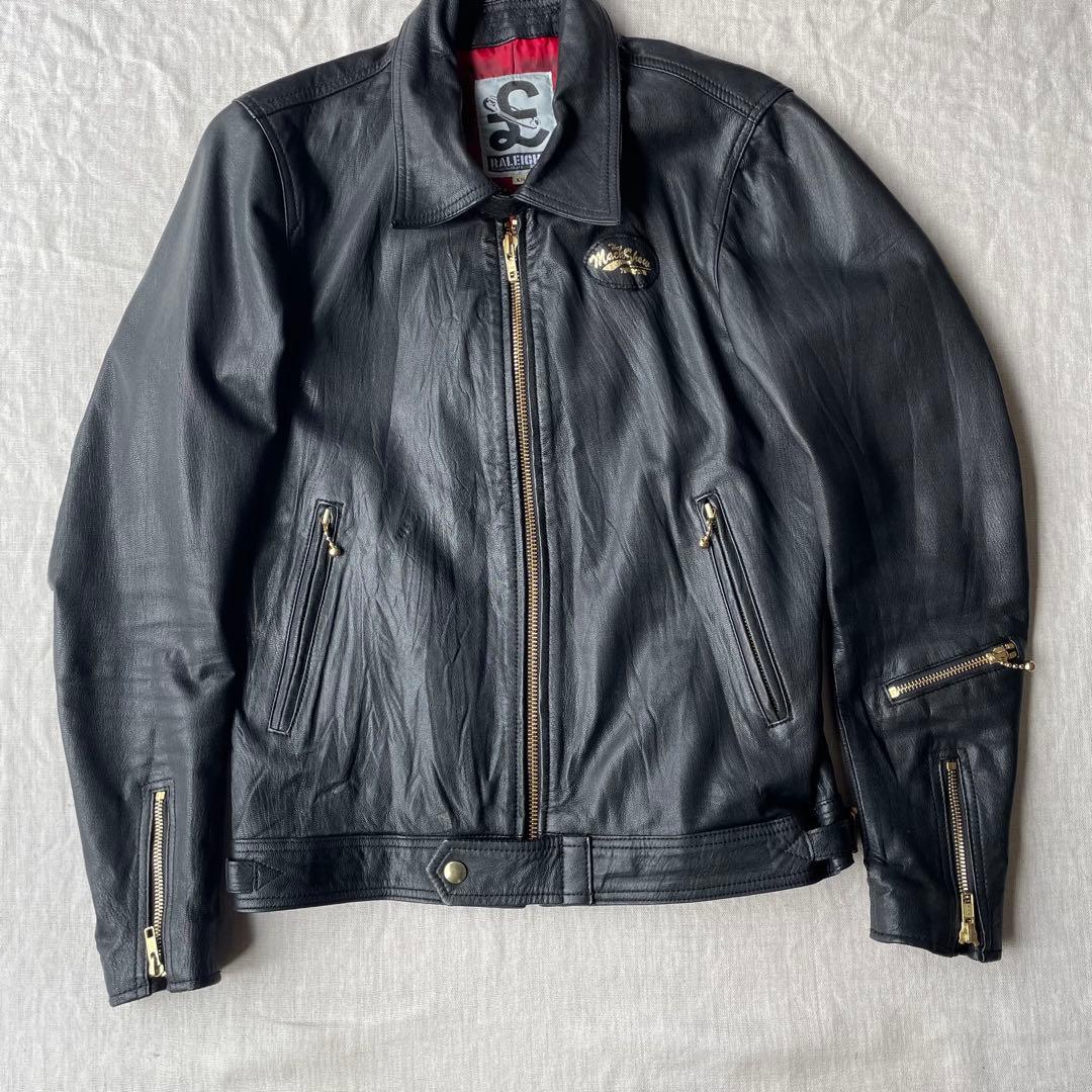 RALEIGH マックショウ 革ジャン レザージャケット ブラック ゴールド