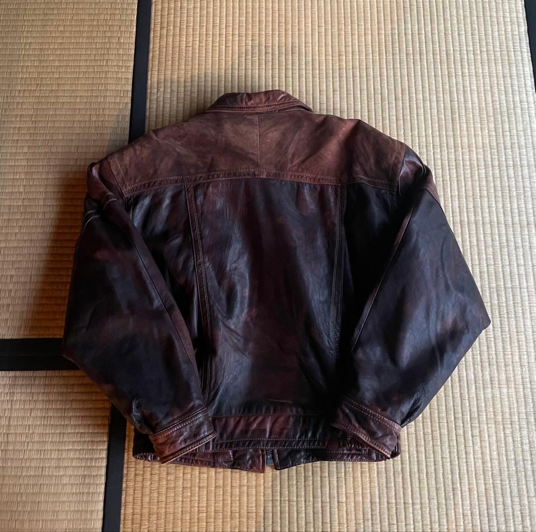 【雰囲気抜群80s】高級ラムナッパレザー　子羊革　デンマーク製　レザージャケット