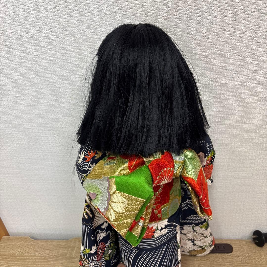 市松人形 黒髪 着物 創作人形