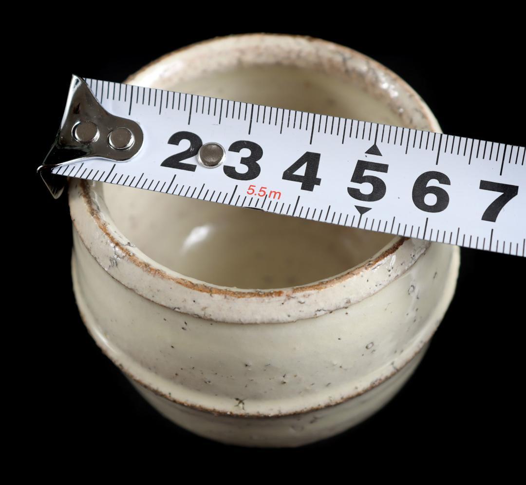 舩木研児 白釉 胴紐 ぐい呑 船木 民藝 共箱①