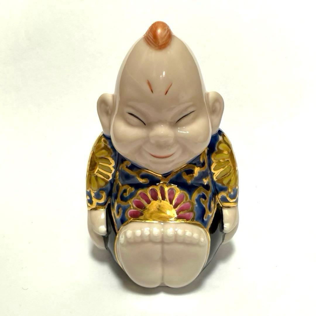 新品☆九谷焼 ビリケン 4号 福の神 唐草模様 開運 幸運 魔除け 良縁 縁起物