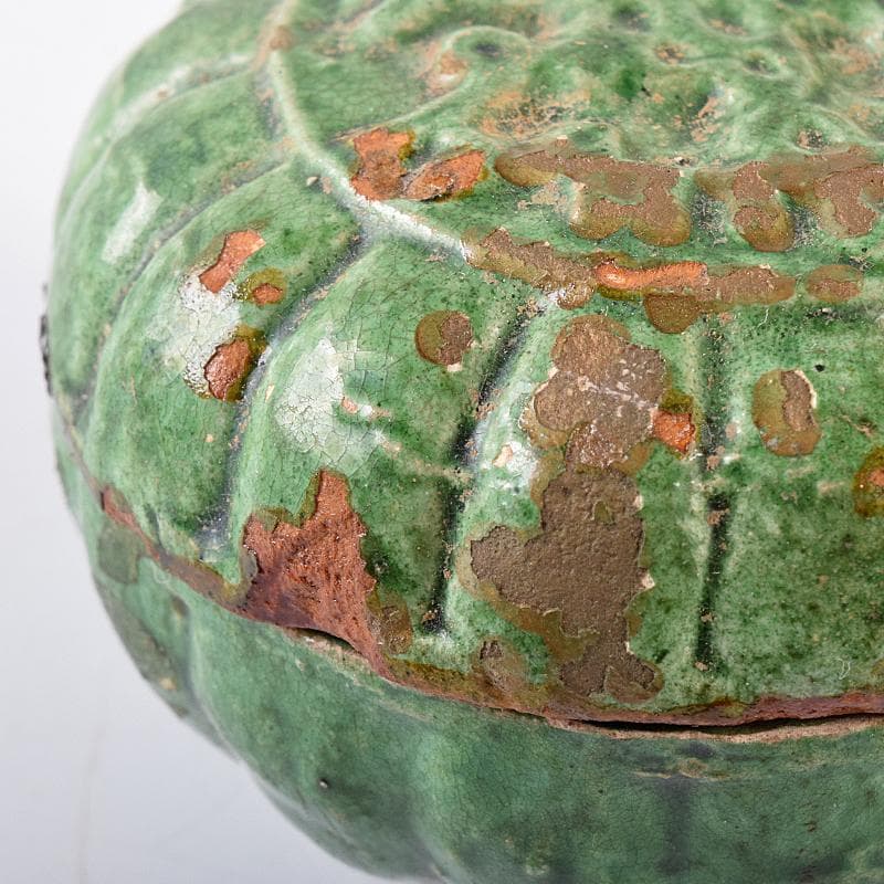 中国　漢緑釉　香合　時代箱付　C　R7980