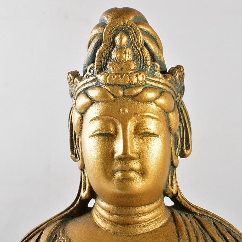 北村西望謹作　銅塗金　聖観世音菩薩像　仏像　87/1000　M　R5500
