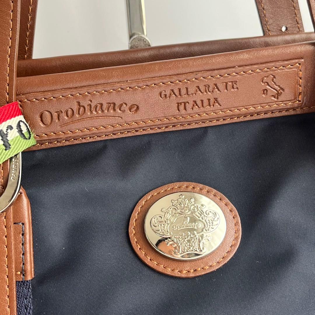 ✨未使用保管✨　Orobianco 　レザー　ナイロン　ビジネスバッグ　ネイビー