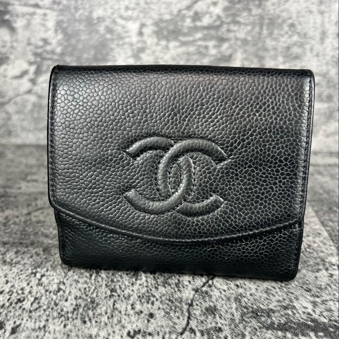 CHANEL ココマーク キャビアスキン 二つ折り財布