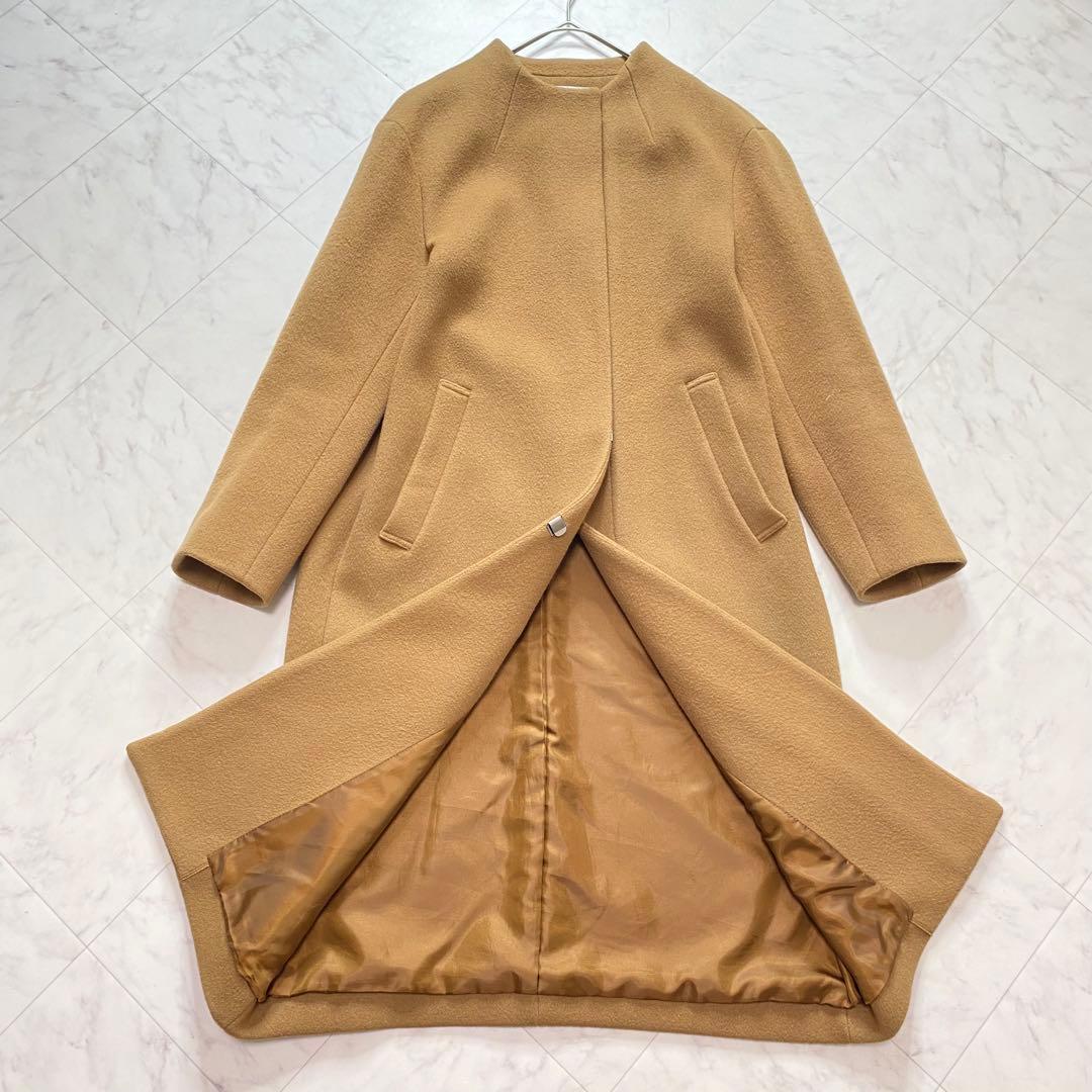 美品✨MACKINTOSH PHILOSOPHYノーカラーウールコート　キャメル