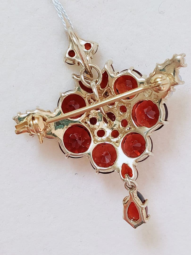 未使用品 碌山 天然ガーネット オパール ブローチ 兼 ペンダント