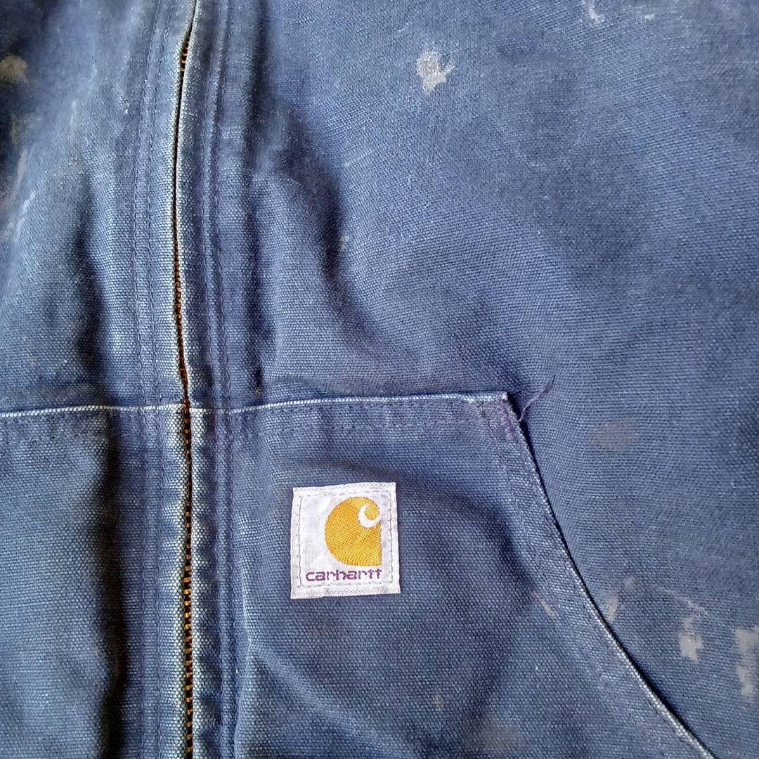 00s メキシコ製Carhartt アクティブジャケットネイビー 企業ロゴ