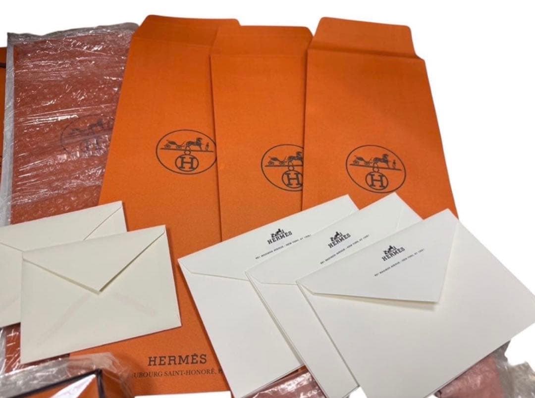 HERMES エルメス ラッピングリボンロール 封筒 ショッパー セット