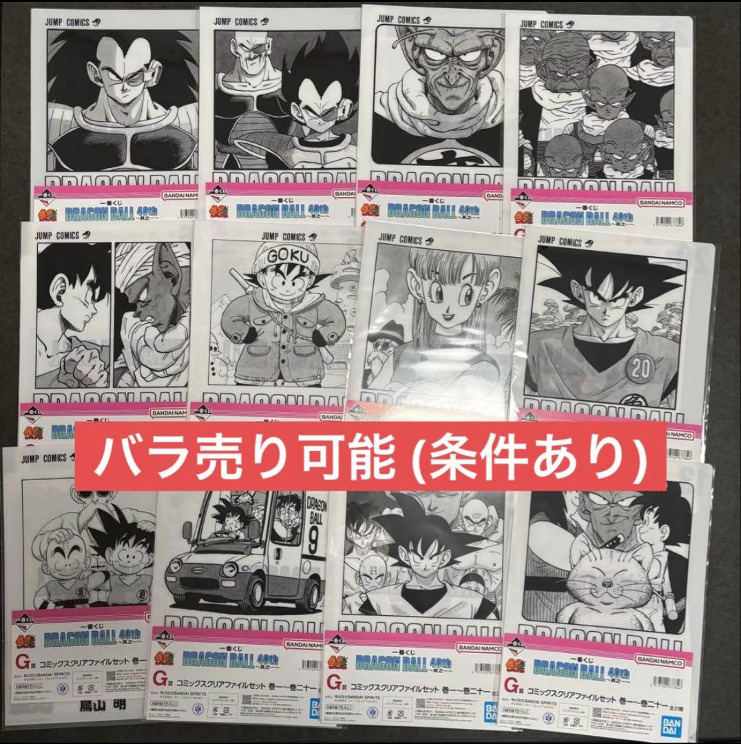 ドラゴンボール 40th 一番くじ 其之一 G賞 コミックスクリアファイルセット