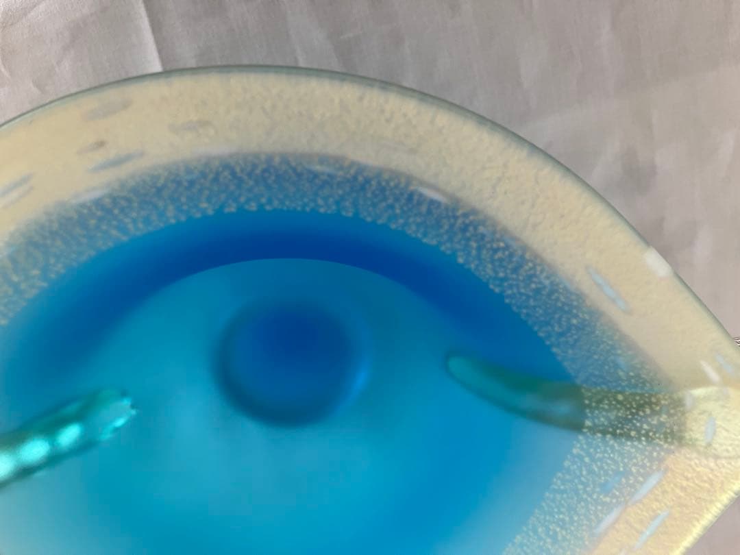 き*ば様 ガラス工芸 黒木国昭 金彩 オーシャンブルー 花器 鉢 器 硝子【CK