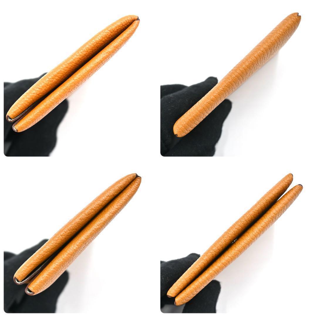 【レアカラー】エルメス カルヴィ シェーブル ケース ゴールド ブラウン