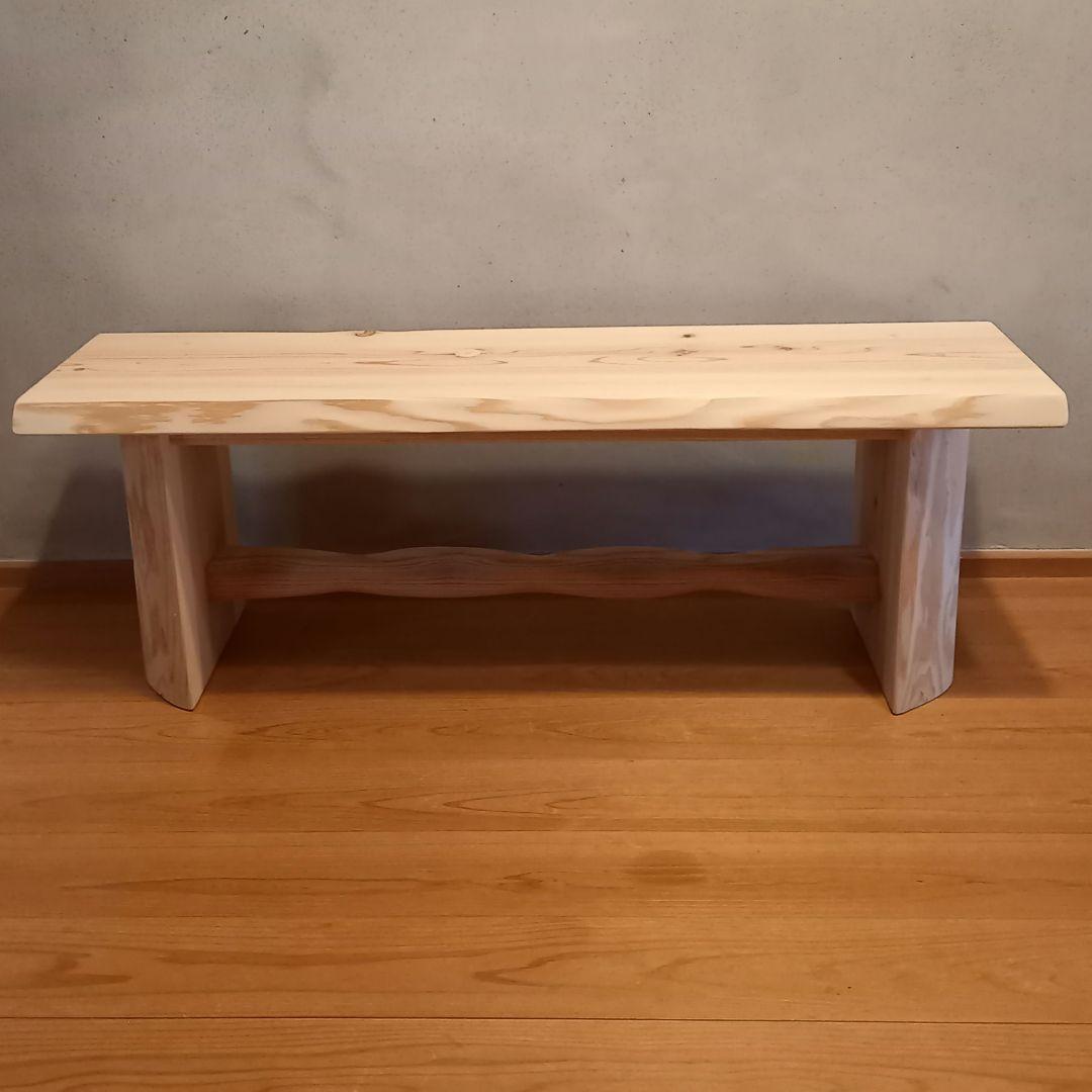 一点物　国産杉スツール、ベンチ　無垢一枚板&丸太半割りログ脚使用