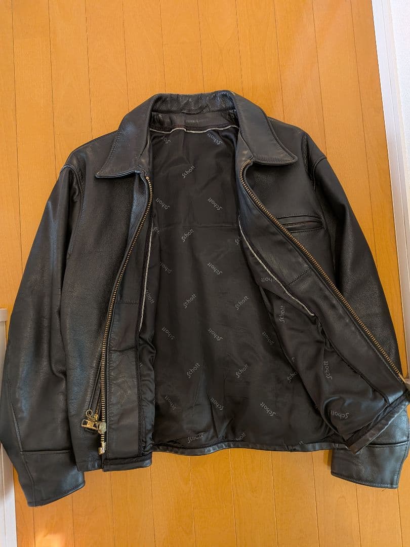 マ*ー様 Schott ブラックレザーシングルライダースジャケット