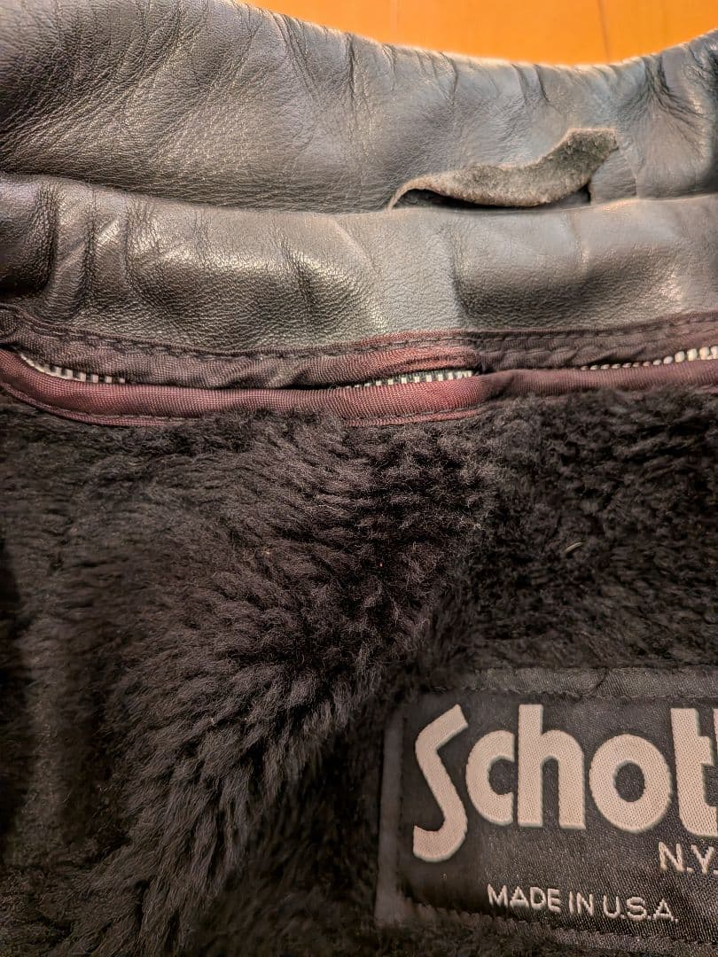 マ*ー様 Schott ブラックレザーシングルライダースジャケット