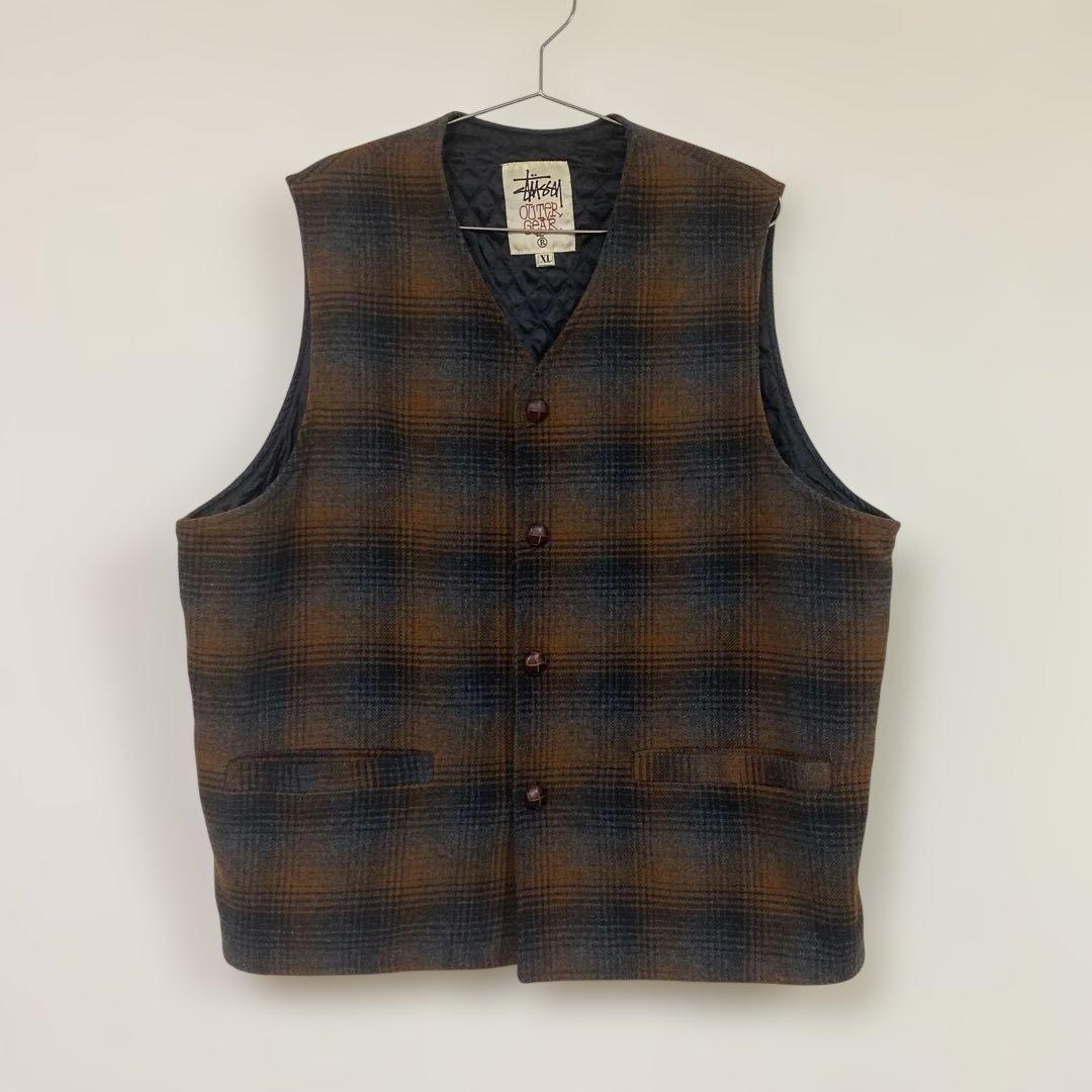 90s stussy outer gear ウールベスト オンブレ