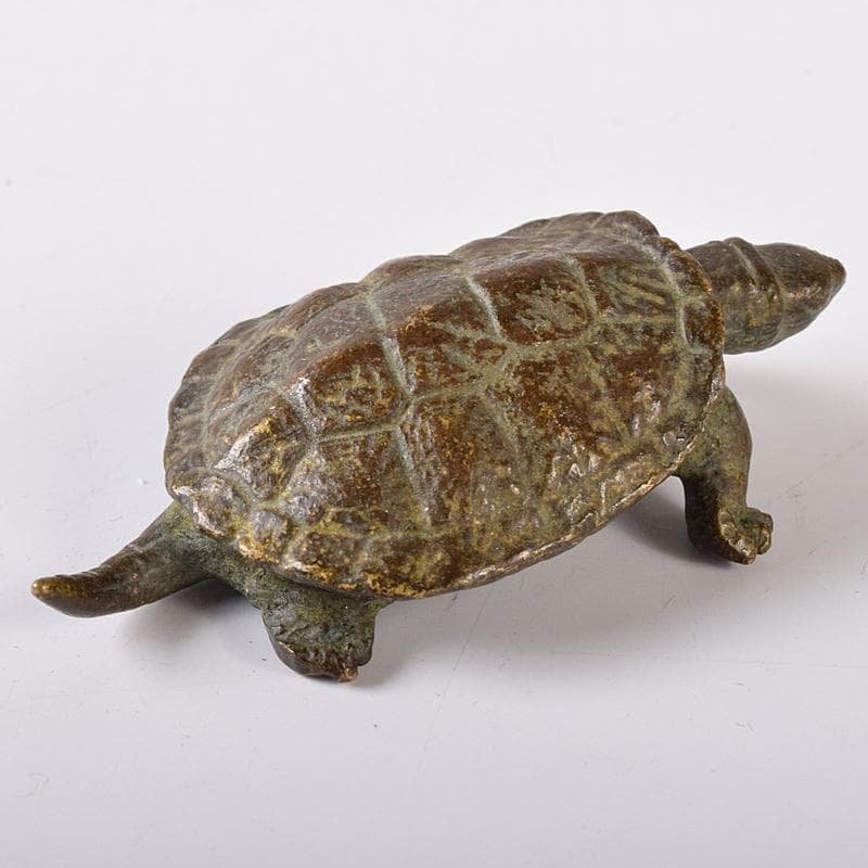 金工名品　古銅宣徳銅　亀　置物　盆景　N　8600E