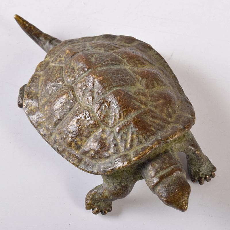 金工名品　古銅宣徳銅　亀　置物　盆景　N　8600E