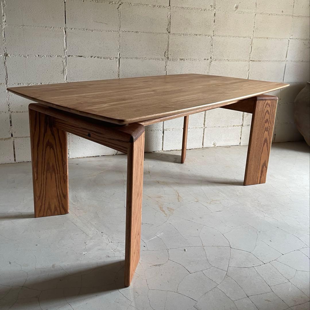 天然木無垢材　ダイニングテーブル　高さ2段階可　ハイセンス　モダン