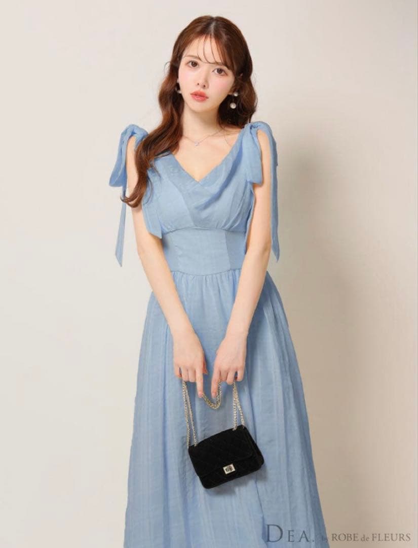 ROBE de FLEURS ローブドフルール ドレス キャバ ブルー リボン