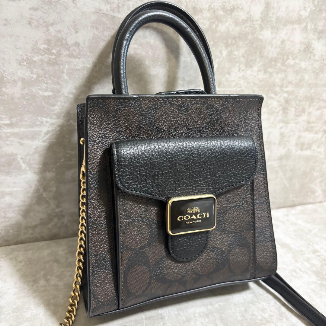 A261 未使用級✨コーチ　ミニ ペッパー クロスボディ シグネチャー　ブラウン