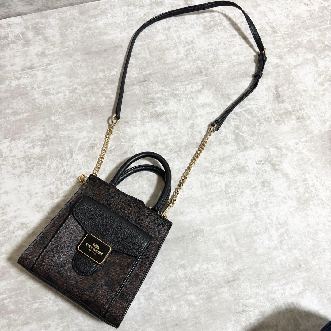 A261 未使用級✨コーチ　ミニ ペッパー クロスボディ シグネチャー　ブラウン