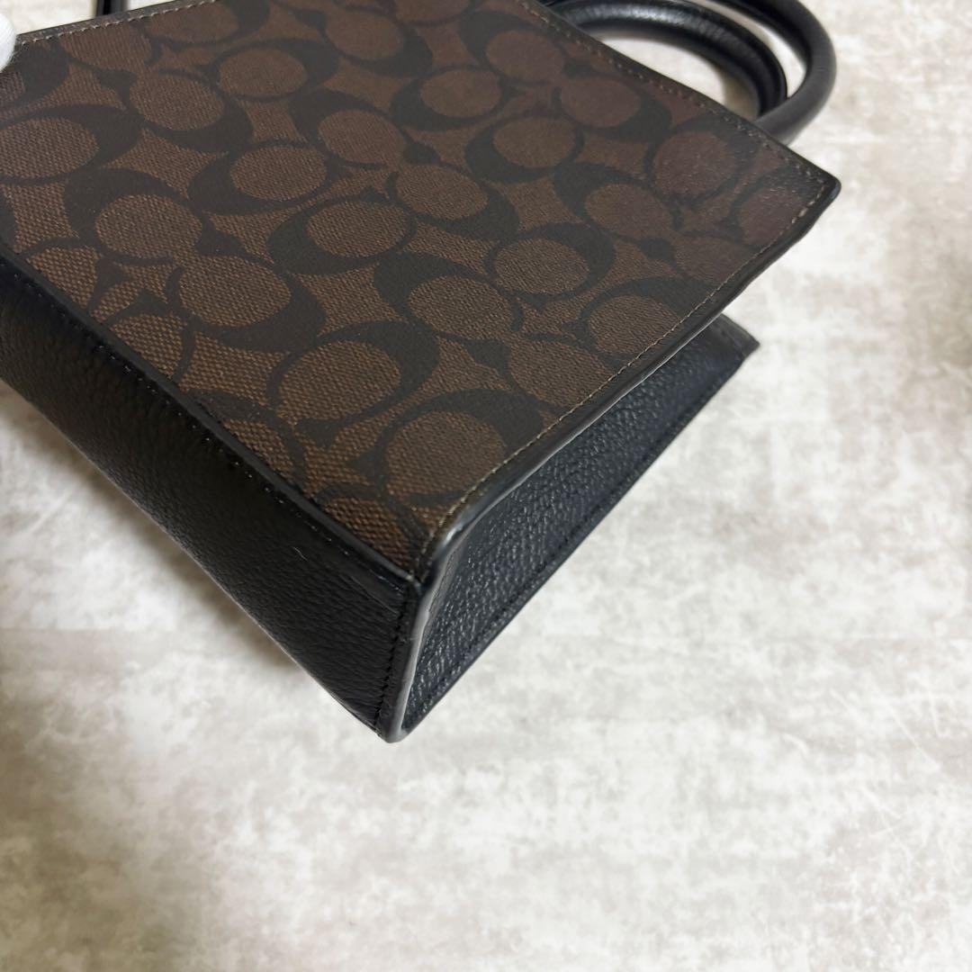 A261 未使用級✨コーチ　ミニ ペッパー クロスボディ シグネチャー　ブラウン