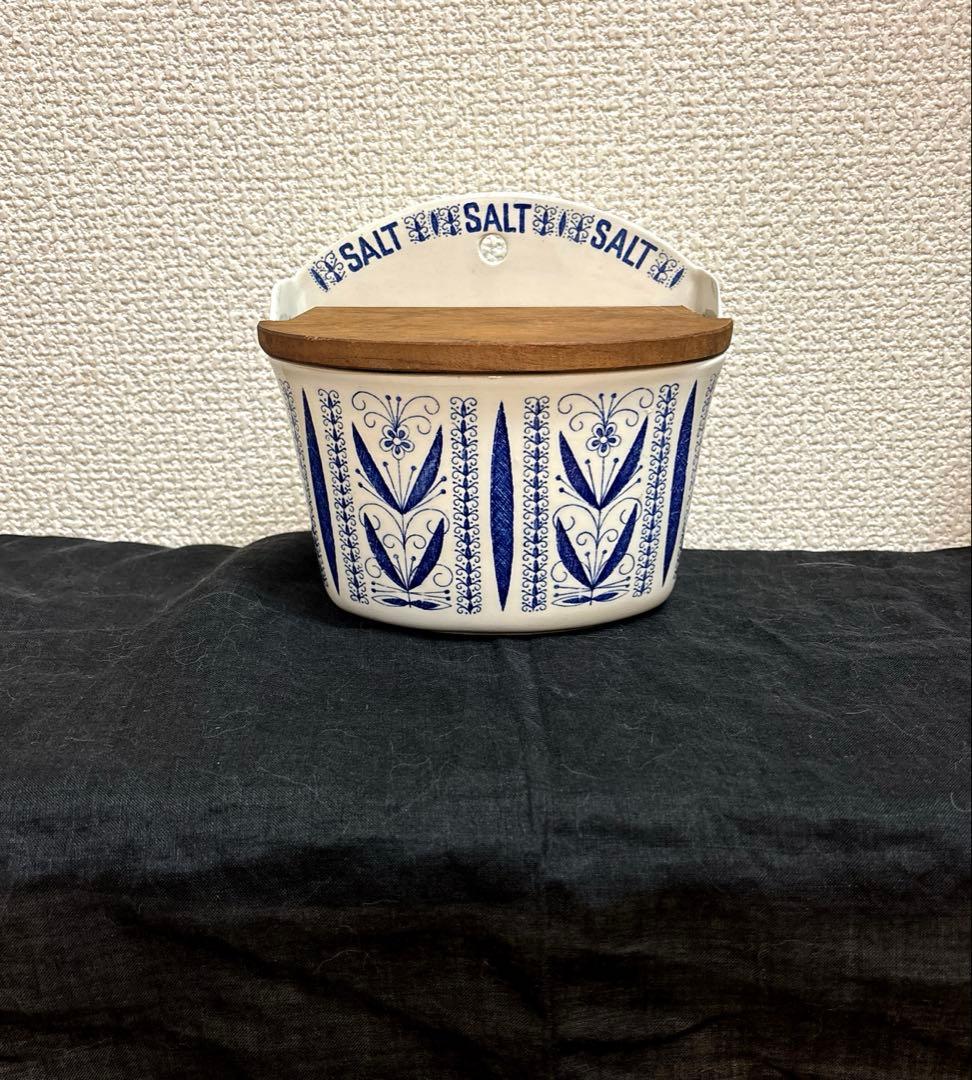 北欧ヴィンテージ ノルウェー エーゲルスン 壁掛け塩入れ 木製蓋 1960年代