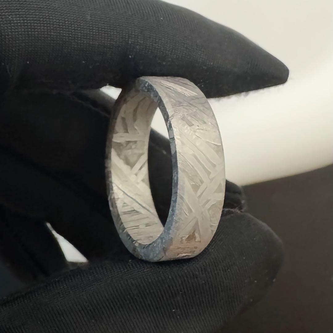 【宇宙の指輪】アルタイ隕石リング 原色　18.7mm ウィドマンシュテッテン模様