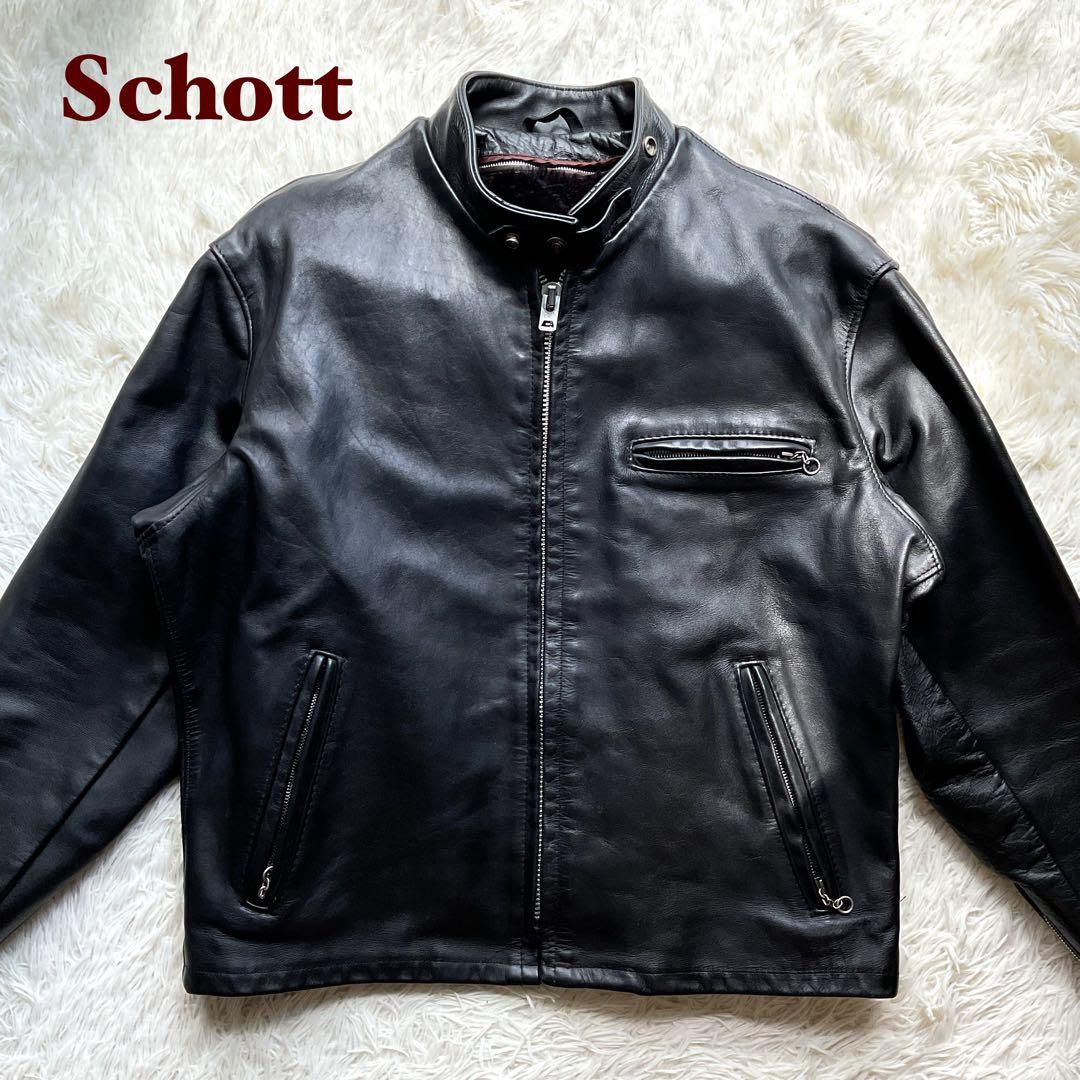 美品✨schott 641 レザージャケット　シングルライダース　本革　44 黒