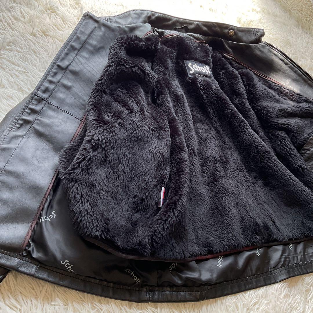 美品✨schott 641 レザージャケット　シングルライダース　本革　44 黒