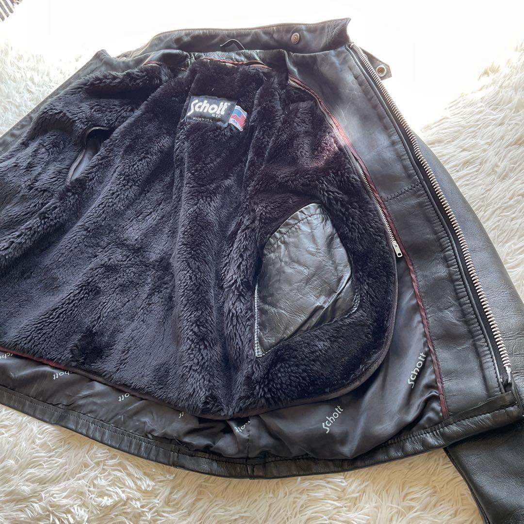 美品✨schott 641 レザージャケット　シングルライダース　本革　44 黒