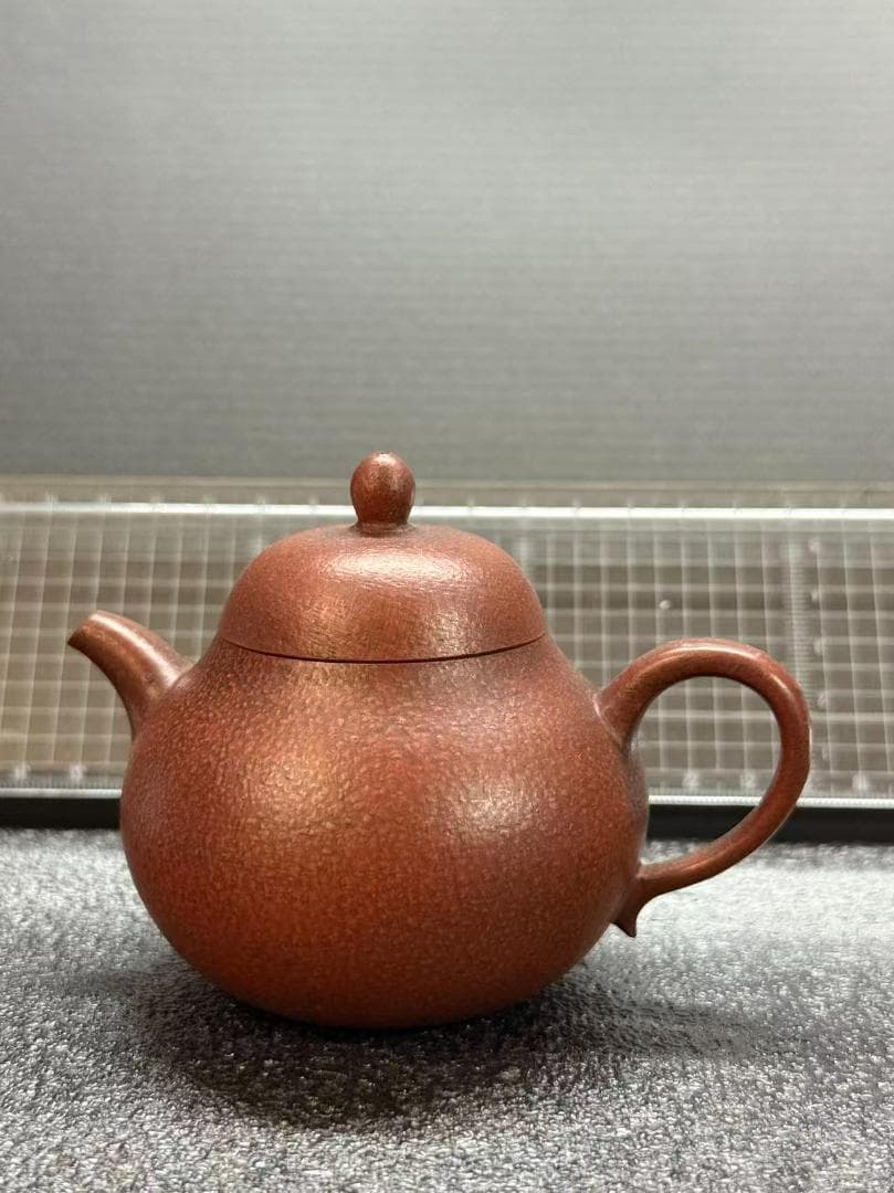 【孟臣 底款 刻漢詩 味此一勺甘】紫砂壷 朱泥 段泥 煎茶道具 急須 単孔口