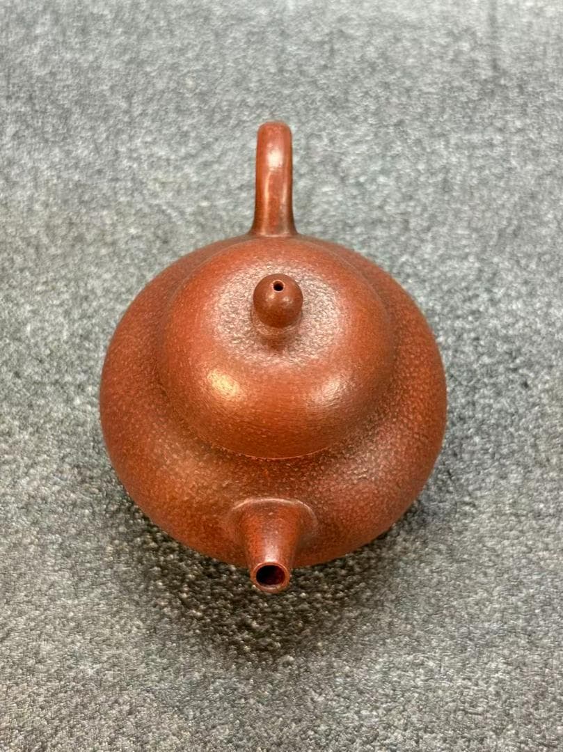 【孟臣 底款 刻漢詩 味此一勺甘】紫砂壷 朱泥 段泥 煎茶道具 急須 単孔口