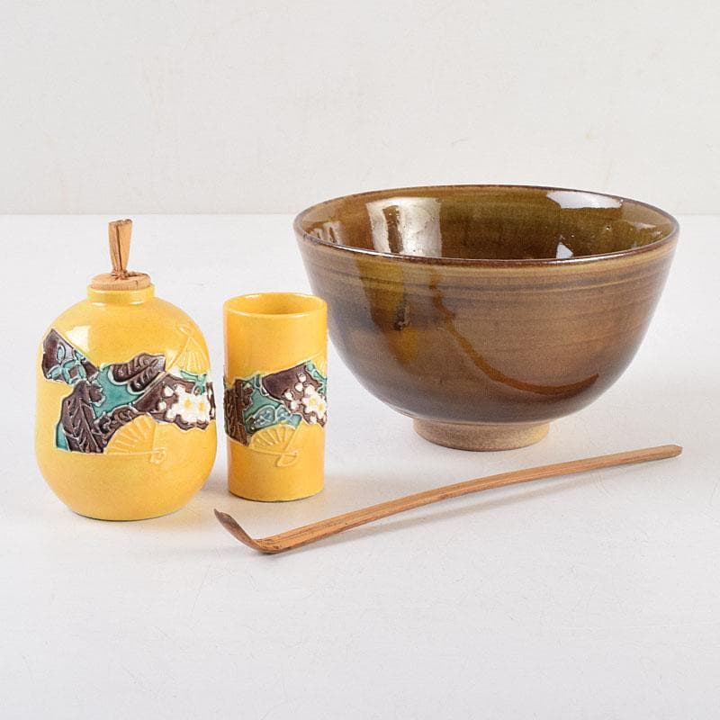 茶道具　桑茶箱　黄交趾　振出　巾筒など　九点　一式　M　R9337