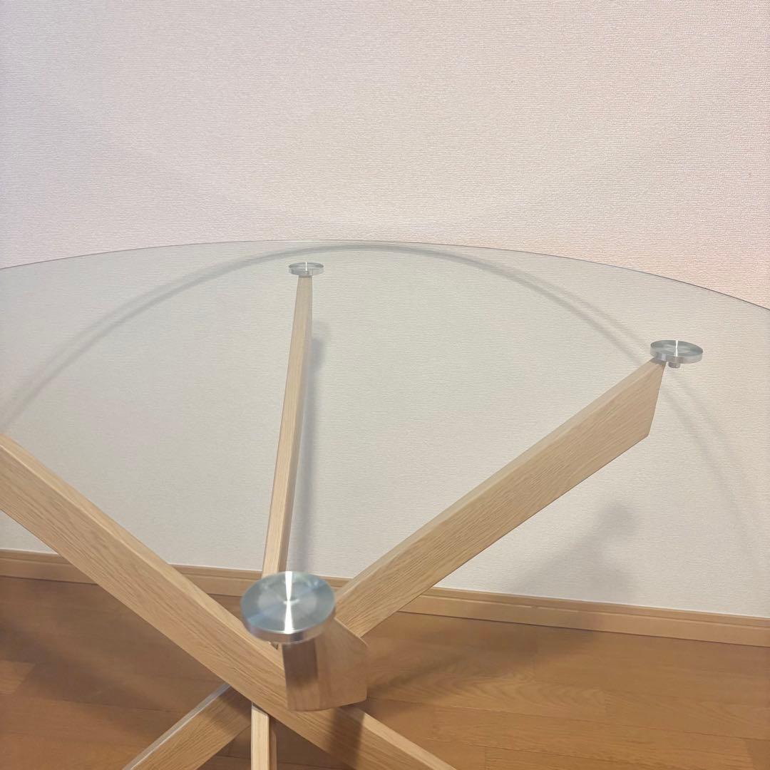 円形ガラス天板　ダイニングテーブル